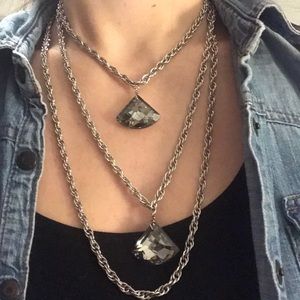 Gray stone statement necklace